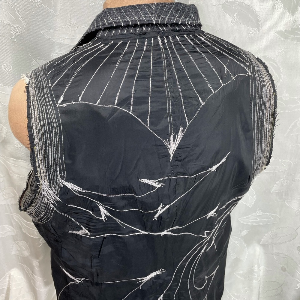 XANADU DESIGNS Black Panther Inspired, Upcycled mens suit coat, made into vest. - Picture 12 of 14